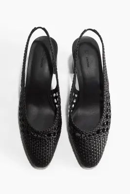 Escarpins en cuir avec bride arrière - Noir — photo 2