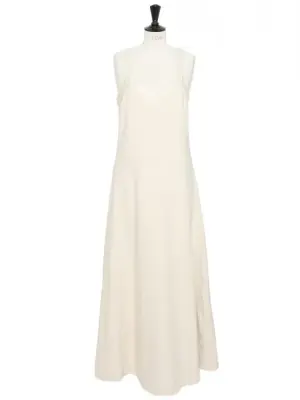 Robe longue décolleté coeur à large bretelle en coton blanc crème Prix boutique 2200€ Taille 40 — photo 1
