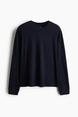 T-shirt et pantalon de pyjama en coton - Bleu marine/rayé — photo 1