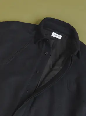Bomber Jacket with Italian Collar in Navy Blue Wool & Cashmere — photo 4