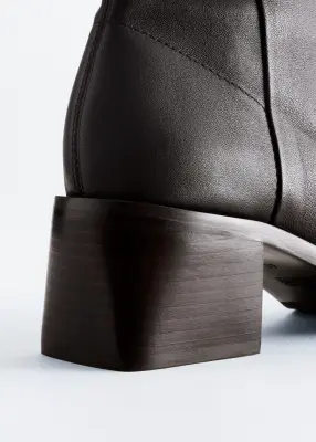 Bottines-chaussettes en cuir - Marron foncé — photo 3