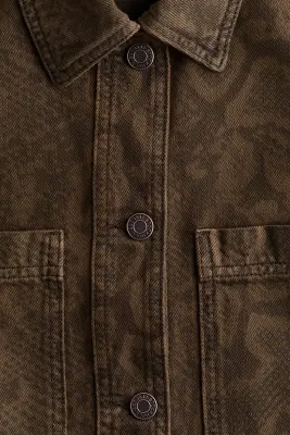 Surchemise en denim de coton - Marron/motif peau de serpent — photo 4