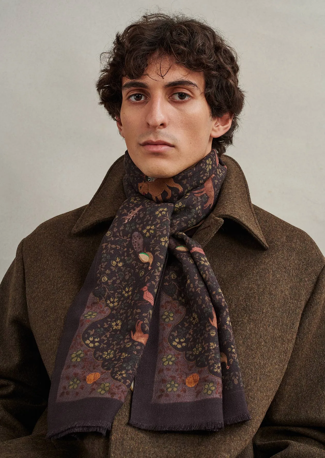 Fringed printed scarf