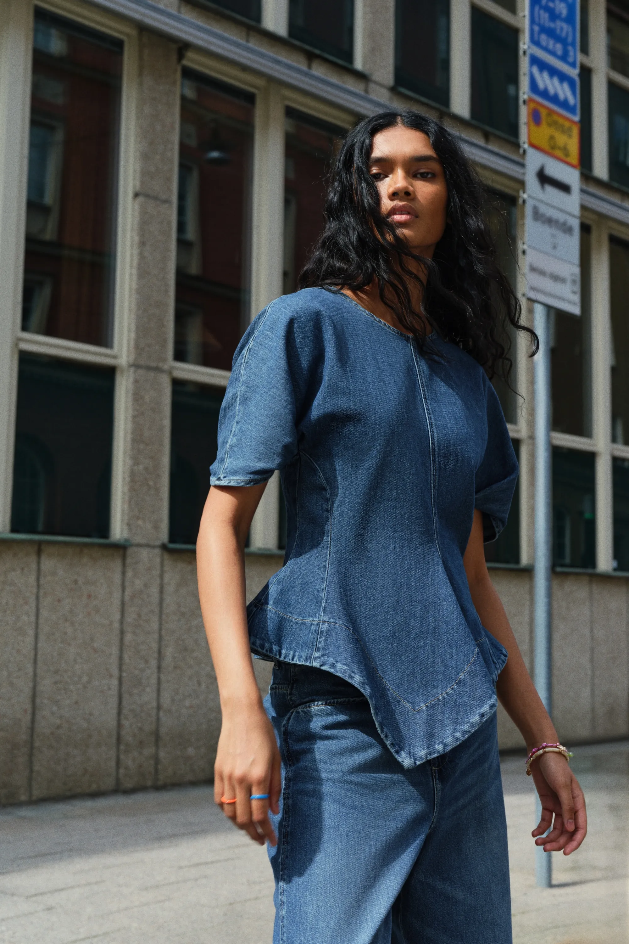 Denim handkerchief top - Bleu denim