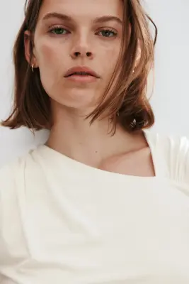Top asymétrique à effet drapé - Crème — photo 1