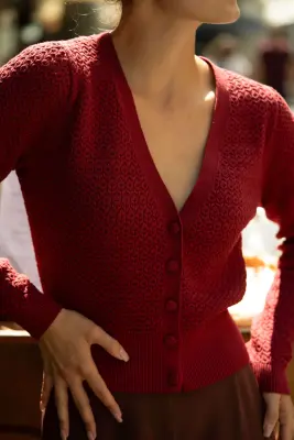 Clary Knit Cardigan - Bordeaux — photo 3