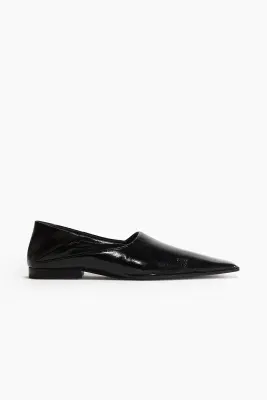 Mocassins à bout carré en cuir - Noir — photo 3