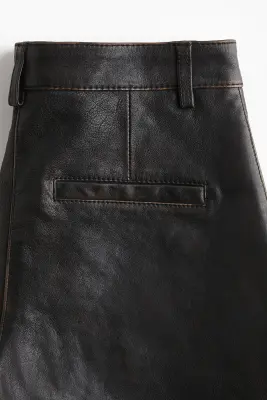 Short en cuir - Marron foncé — photo 3