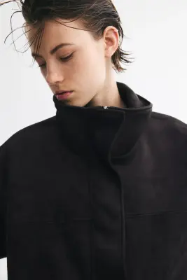 Veste oversize avec base à effet boule - Marron foncé — photo 2