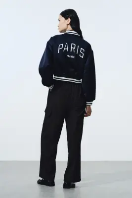 Pantalon cargo large - Gris foncé — photo 2