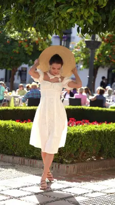 Mira Puffed Sleeve Dress - White embroidery — photo 5