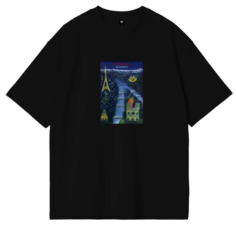 T-shirt Magenta Airline tee – Black