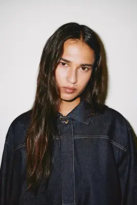 Chemise popover en denim - Bleu denim foncé — photo 1