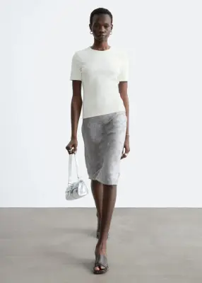 T-shirt côtelé - Blanc — photo 2