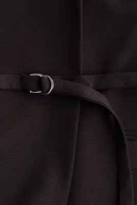 Blazer oversize avec ceinture - Marron foncé — photo 4