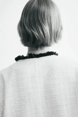 Veste frangée en maille bouclette - Crème — photo 3