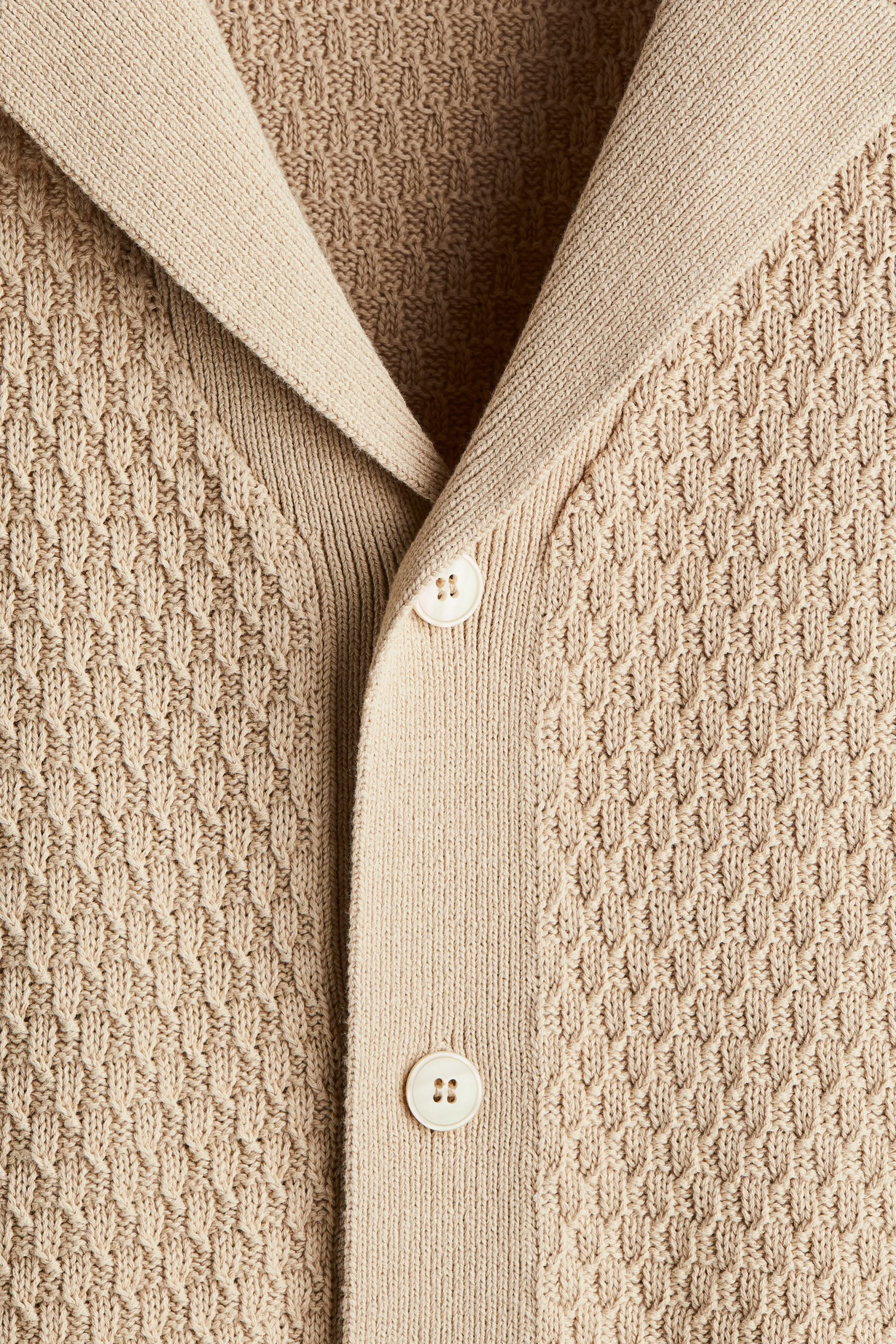Chemise Regular Fit en maille texturée - Beige