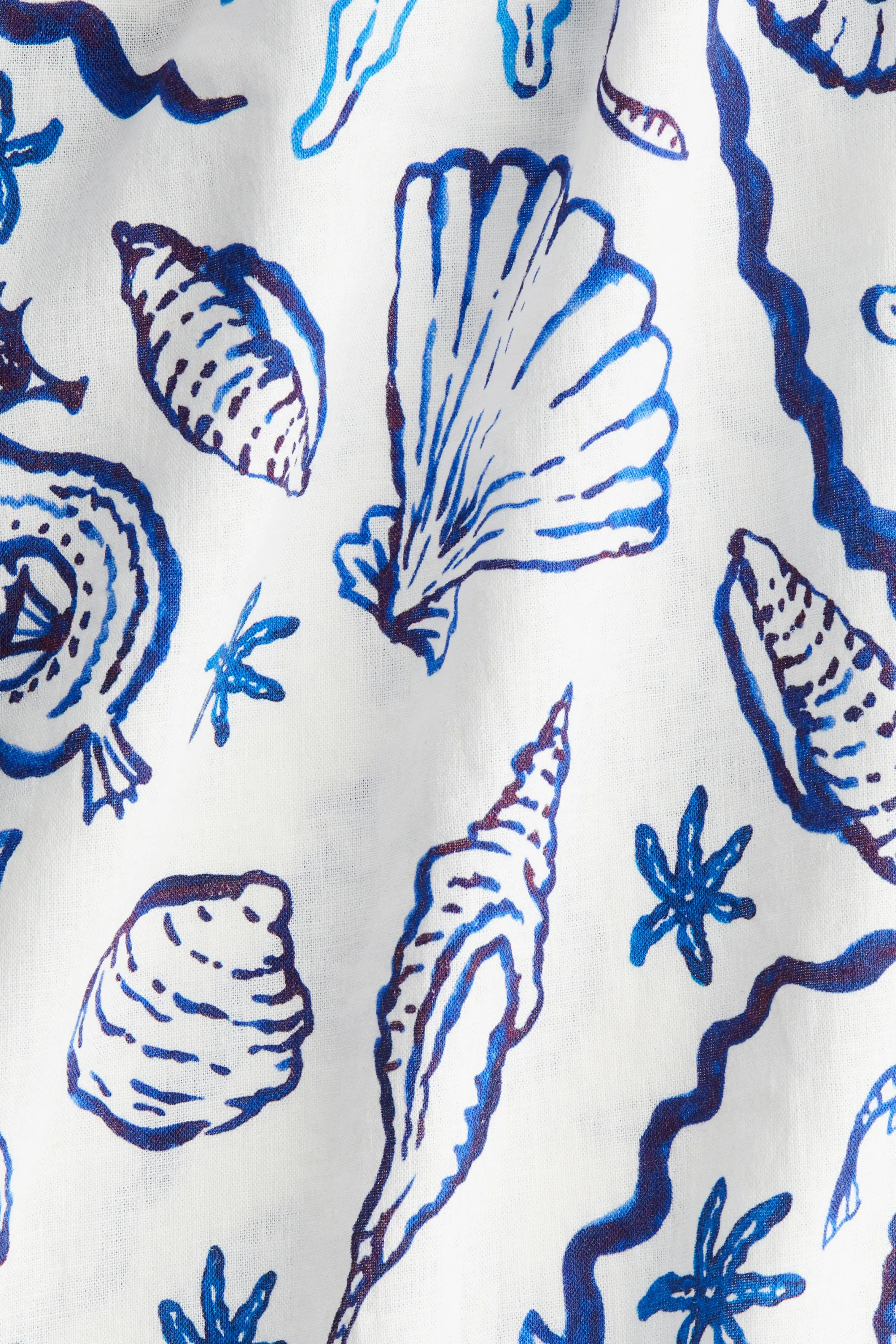 Robe dos nu en lin mélangé - Blanc/motif bleu