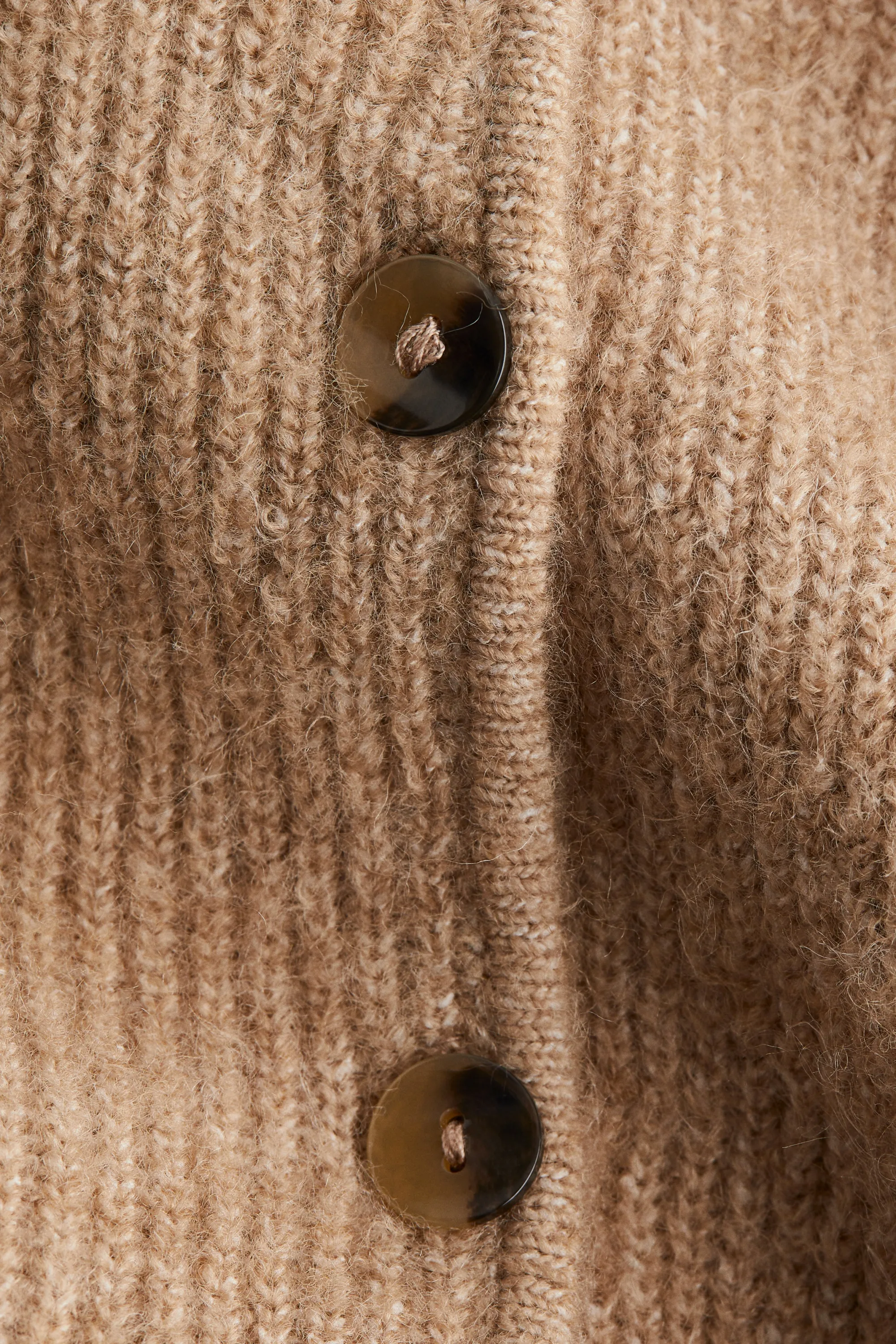 Gilet péplum en maille côtelée - Beige chiné