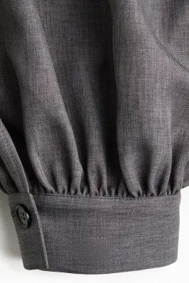 Pantalon plissé à jambes ballon - Gris chiné — photo 4