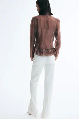 Blouse ajustée à épaulettes - Violet ancien — photo 3