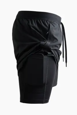 Short de sport superposé DryMove™ - Noir — photo 4
