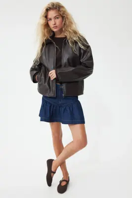 Veste avec col en tissu Teddy bear - Marron foncé — photo 1