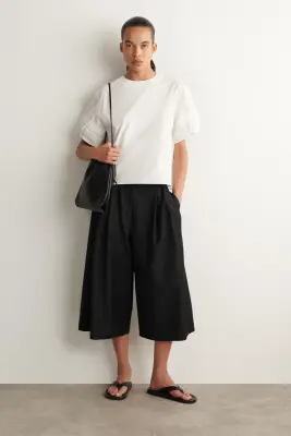 BLOUSE À PLIS NERVURÉS EN COTON - ÉCRU — photo 1