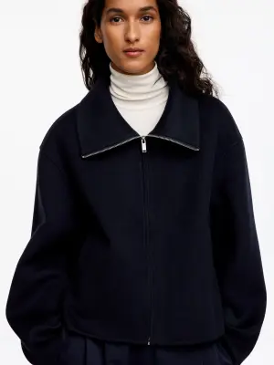 Veste en laine mélangée double face - Bleu marine — photo 3