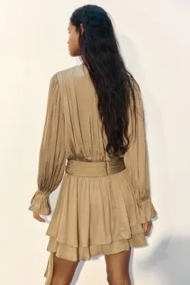 Robe drapée avec détail noué - Vert kaki — photo 2