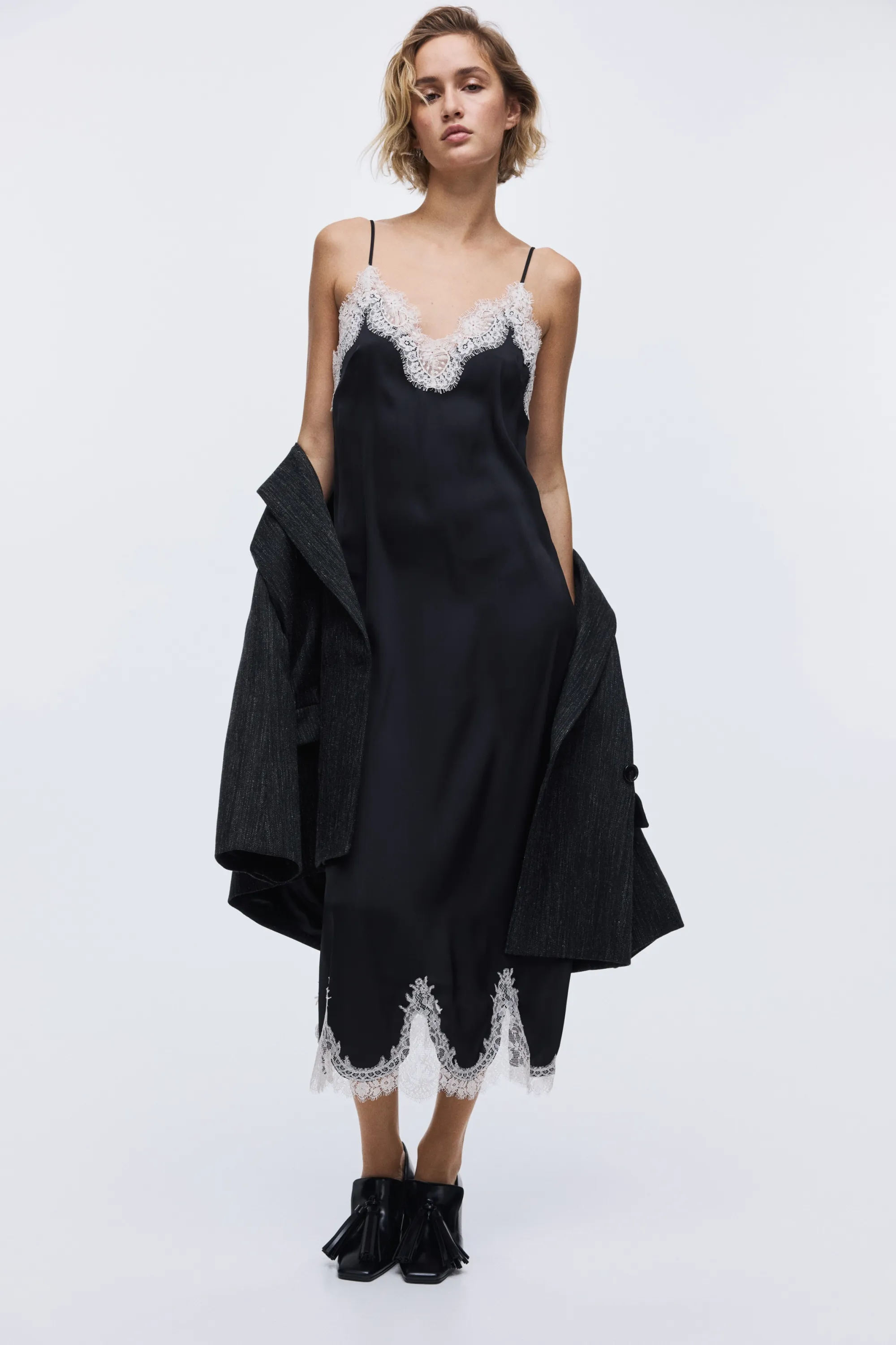 Robe combinaison avec dentelle - Noir