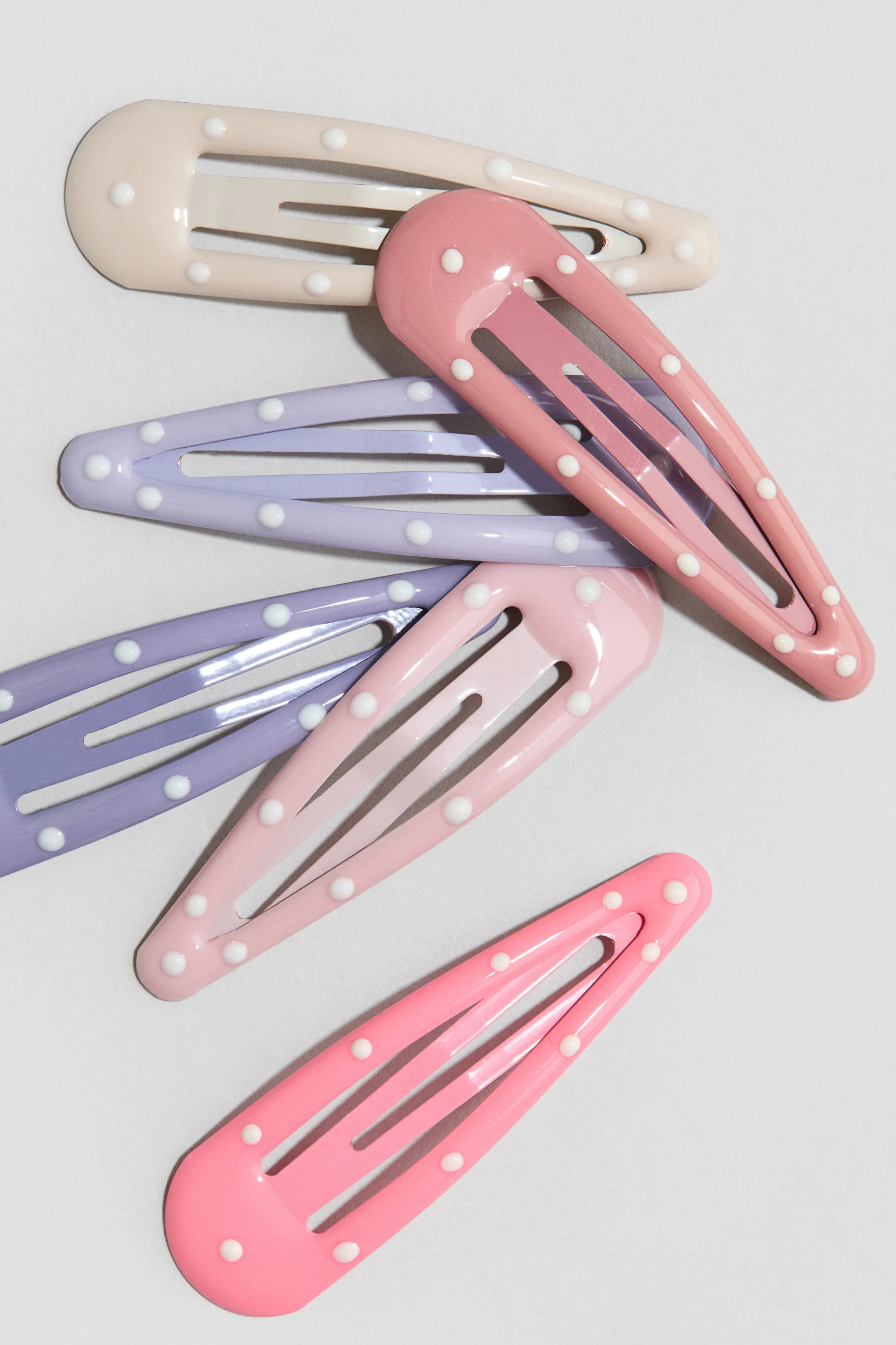Lot de 6 barrettes - Rose/pois