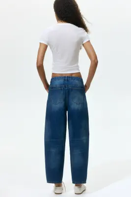 Barrel High Waist Ankle Jeans - Bleu denim foncé — photo 2