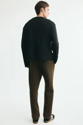 Pantalon jogger Regular Fit en interlock - Vert kaki foncé — photo 3