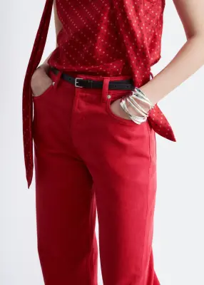 Jean fuselé à taille haute - Rouge vif — photo 1