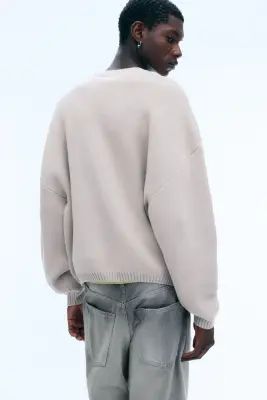 Pull oversize en coton épais - Taupe cendré clair — photo 3