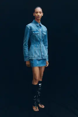Veste sablier en denim - Bleu denim clair — photo 2