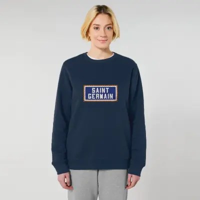 SWEAT-SHIRT COTON BIO BRODÉ - SAINT GERMAIN - NAVY — photo 3