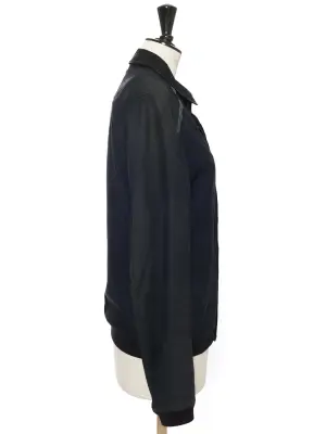 Veste blouson en cuir et suede bleu marine Eté 2014 Par kris Van Assche Prix boutique 4700€ Taille 48 — photo 5