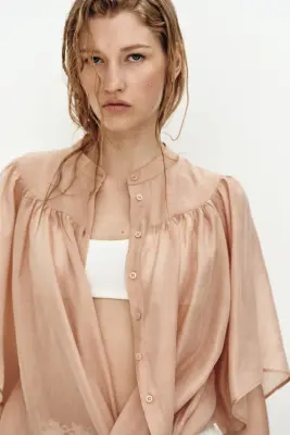 Blouse à manches papillon - Rose ancien clair — photo 1
