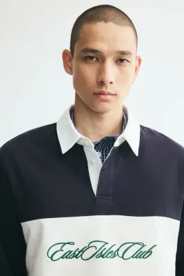 Polo de rugby Regular Fit en coton - Bleu marine/East Isles Club — photo 2