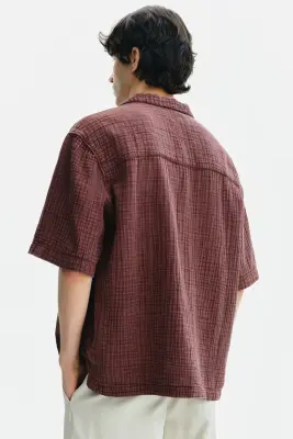 Chemise Relaxed Fit en mousseline - Rouge ancien — photo 2