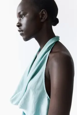 Top dos nu à effet drapé - Turquoise — photo 3