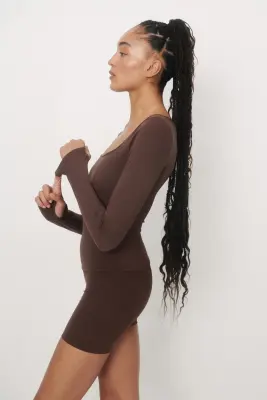 Top de sport à manches longues SoftMove™ - Moka chocolat — photo 3