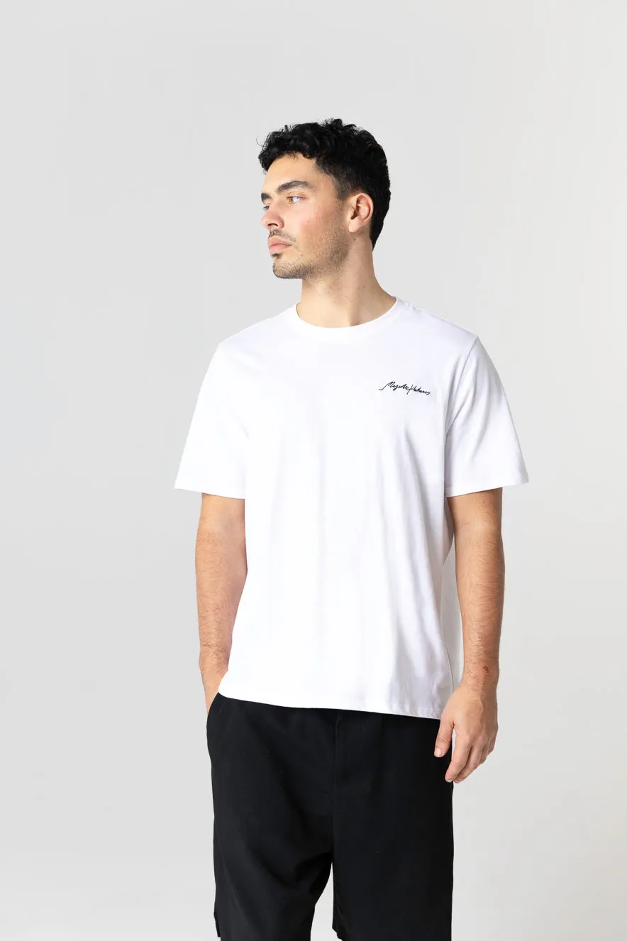 T-shirt Blanc Col Rond Manches Courtes en Coton Organique / Coton Recyclé