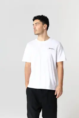 T-shirt Blanc Col Rond Manches Courtes en Coton Organique / Coton Recyclé
