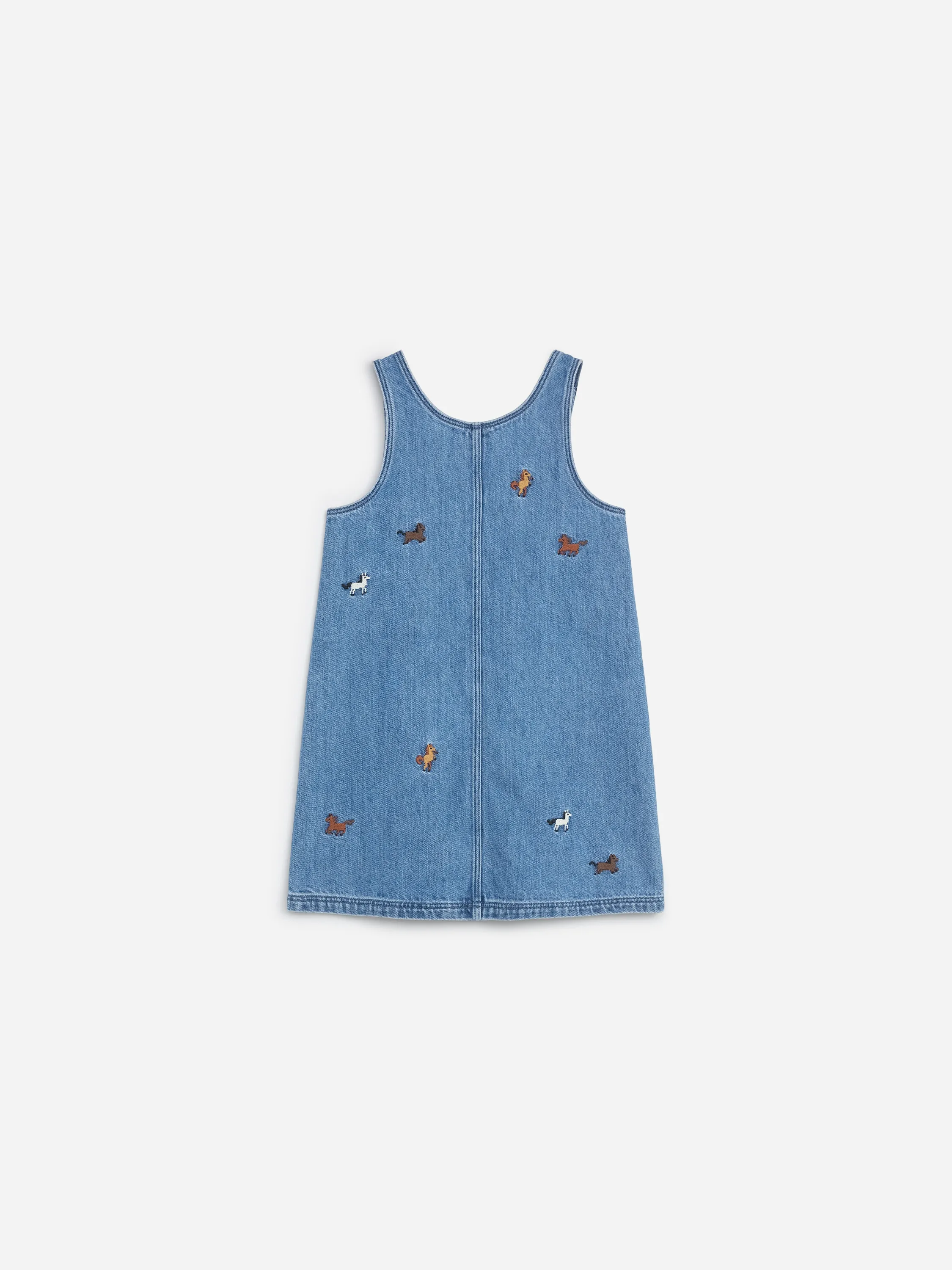 Robe en jean brodée - Bleu/Chevaux