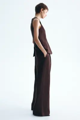 Long gilet sans manches - Marron foncé — photo 3