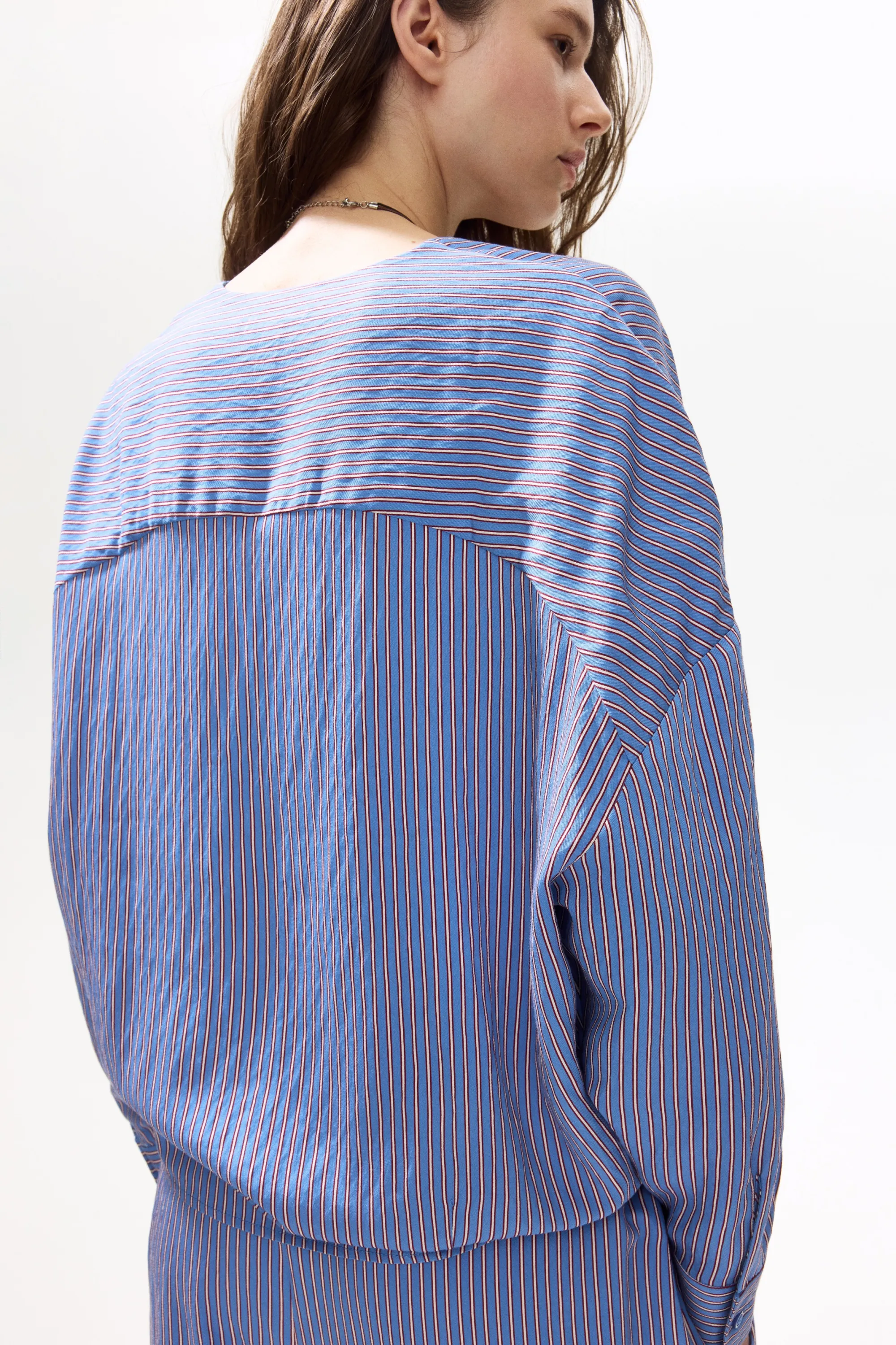 Blouse croisée - Bleu/rayé