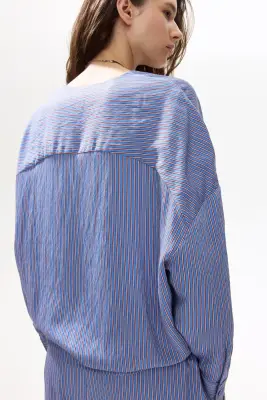 Blouse croisée - Bleu/rayé — photo 1